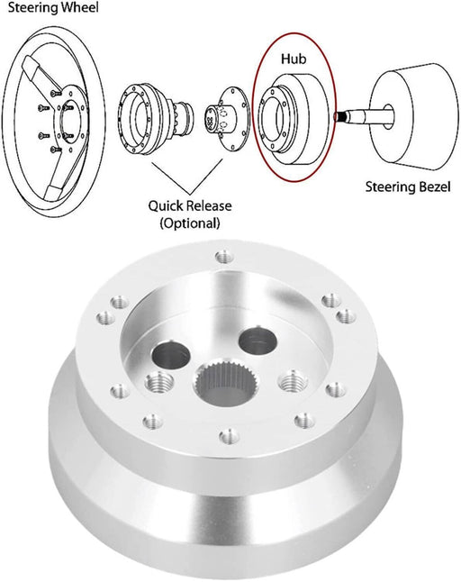 DURAFORCE 5 & 6 Hole Steering Wheel Polished Short Hub Adapter Ididit for GM