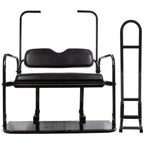 DURAFORCE Rear Flip Seat Kit for EZGO TXT Golf Cart with Grab Bar Handle Black