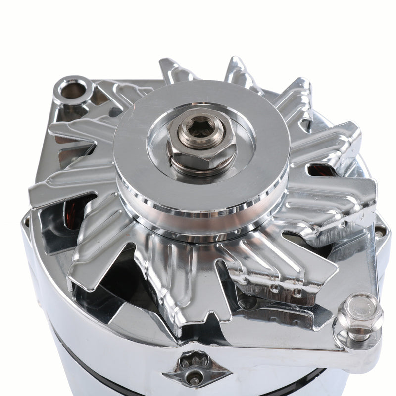 ADR0335-C Chrome Alternator for SBC BBC Chevy GM 1 Wire Street Rod High Output