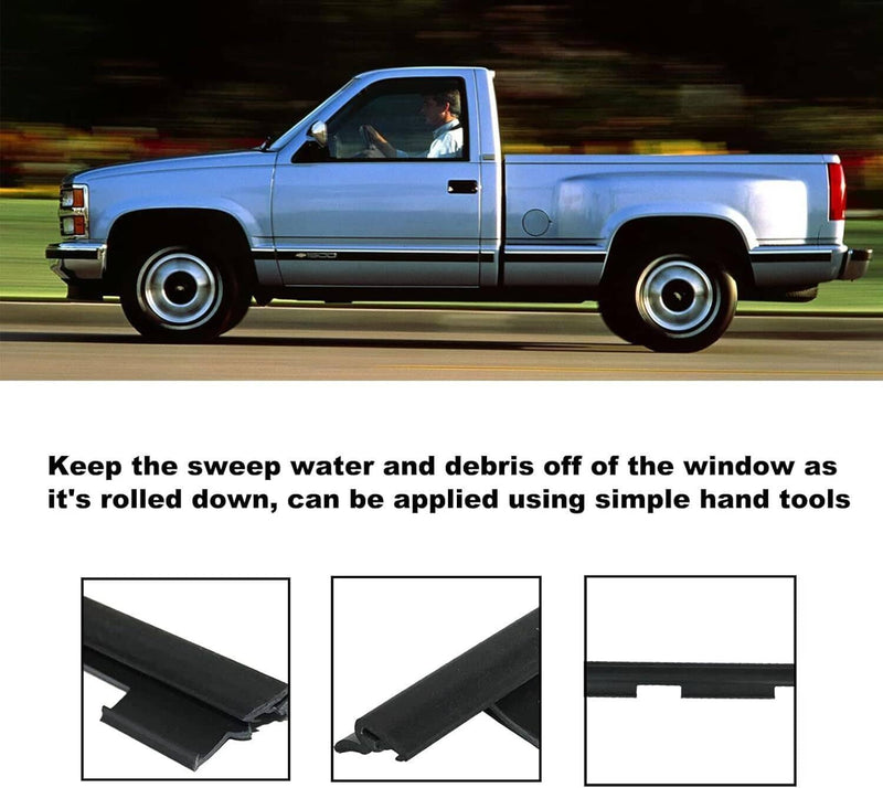 Outer Front Window Sweep Weatherstrip Seal Pair Set for Chevy GMC Pickup Truck