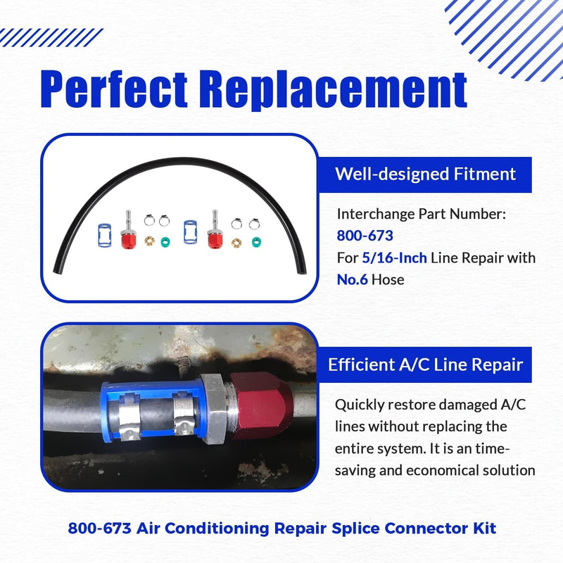 800-673 A/C Line Splice Kit for 5/16 in Line with No.6 Hose Line to Hose Repair