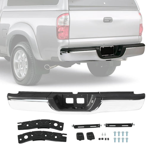 DURAFORCE Rear Step Bumper Assembly for Toyota Tundra 2000-2006 Chrome Steel Complete