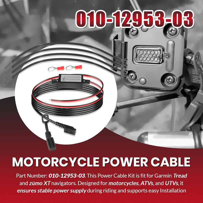 010-12953-03 Motorcycle Power Cable for Garmin Tread and zūmo XT Navigators 5.5
