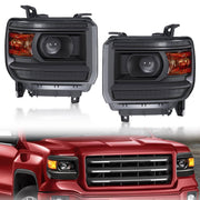 DURAFORCE Projector Headlights for GMC Sierra 1500 2500HD 3500HD 2014-2015 Pair