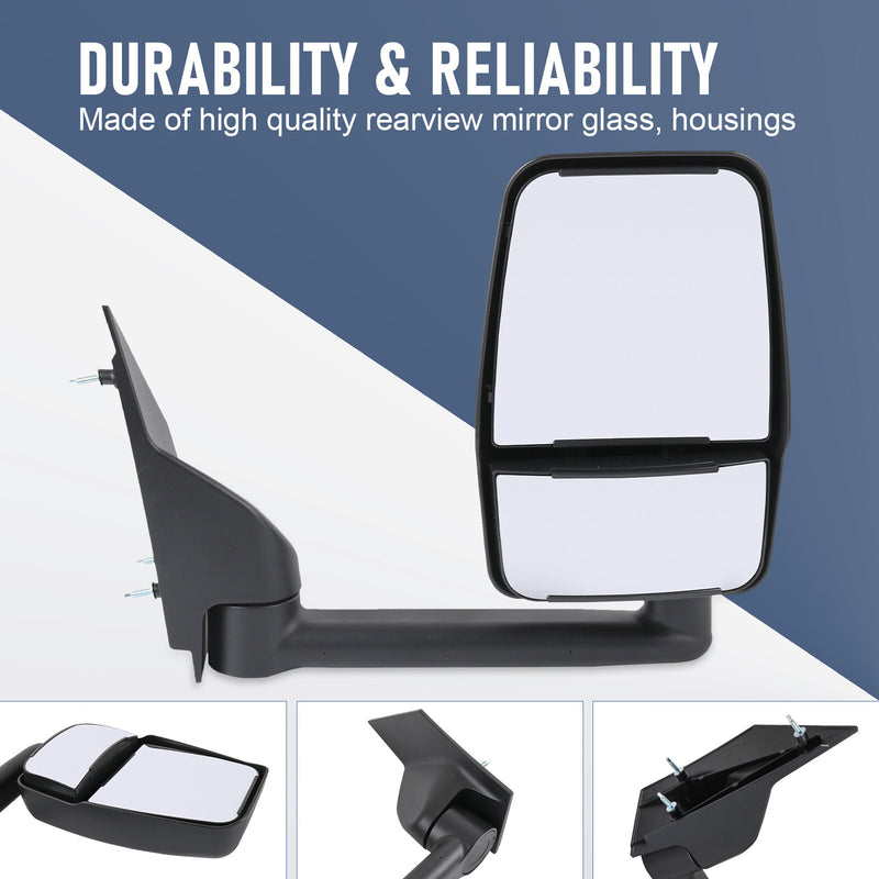 LH RH Pair Manual Tow Mirrors for Chevy Express Savana Van Smooth