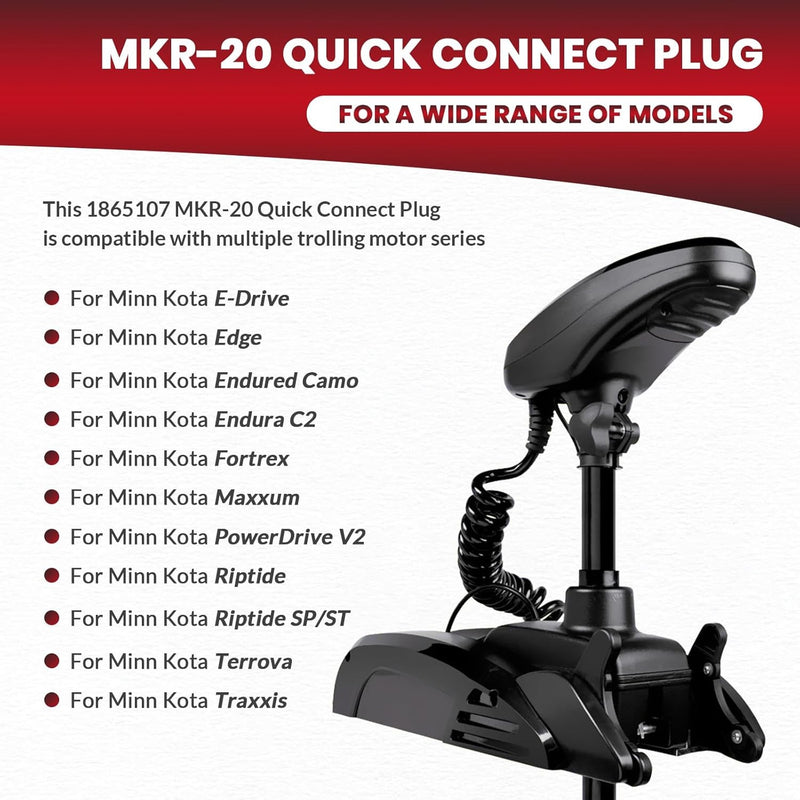 1865107 MKR-20 Quick Connect Plug for Minn Kota Edge Riptide Terrova Fortrex