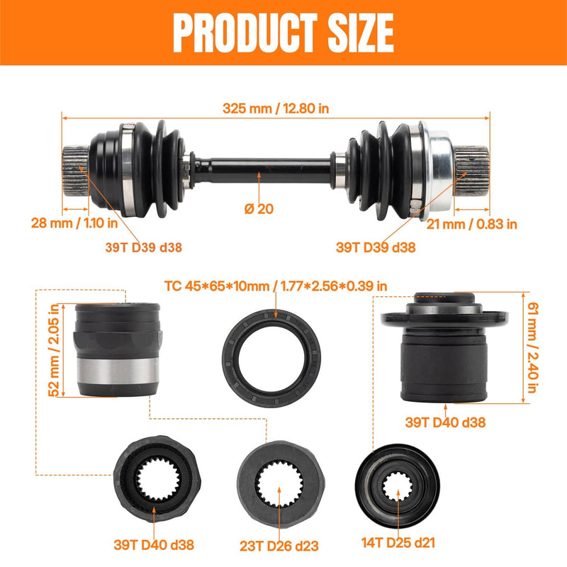 Front Differential Drive Shaft Couplers Kit for Yamaha Grizzly 660 YFM660 03-08