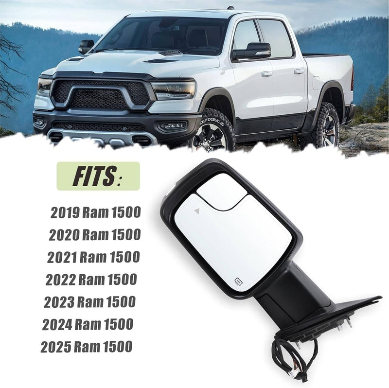 Left Driver Side Mirror Heated Signal Blind Spot for Dodge Ram 1500 2019-2024