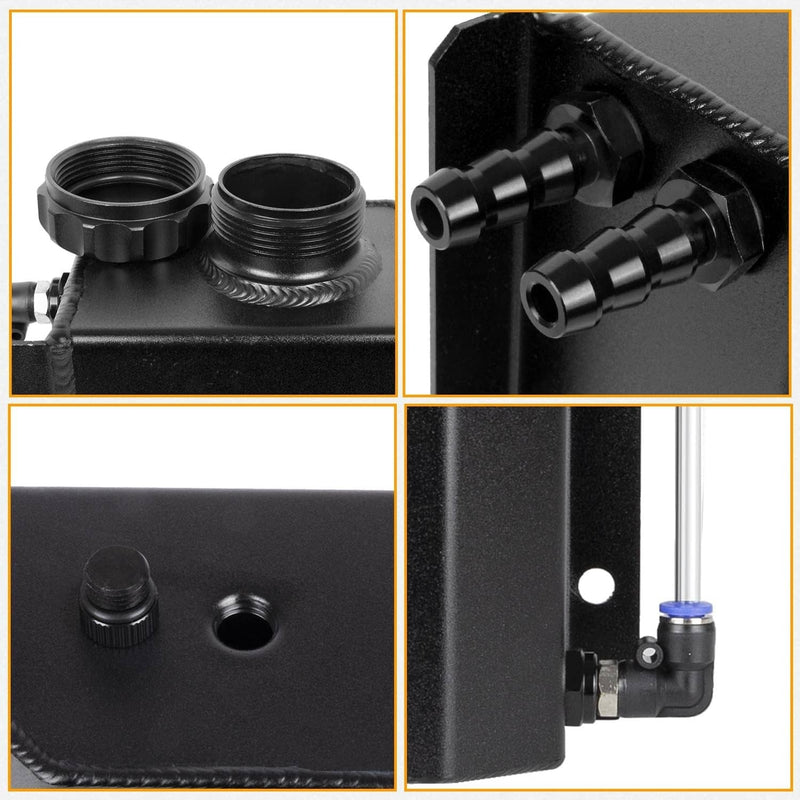2L Radiator Coolant Overflow Water Bottle Expansion Reservoir Tank w/ Cap Black