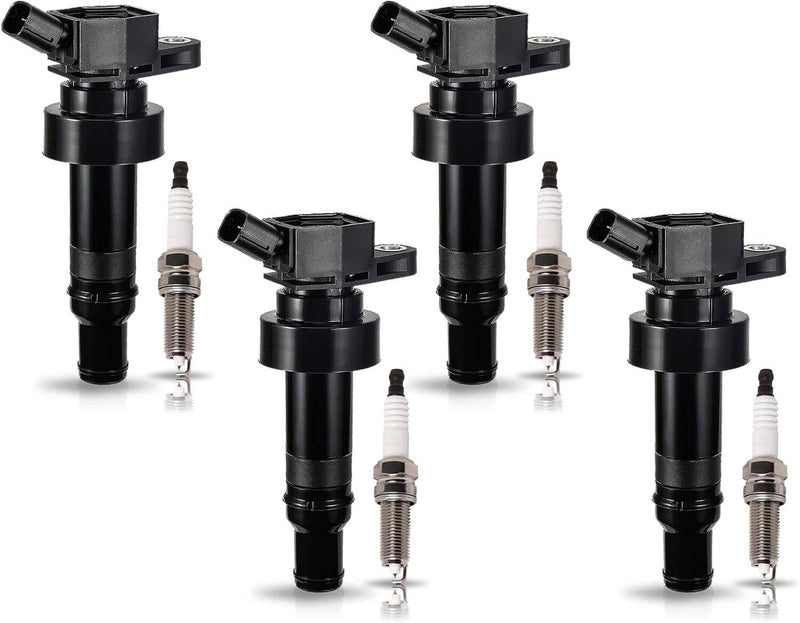 4X Spark Plug 4X Ignition Coil for Kia Rio Soul Hyundai UF652