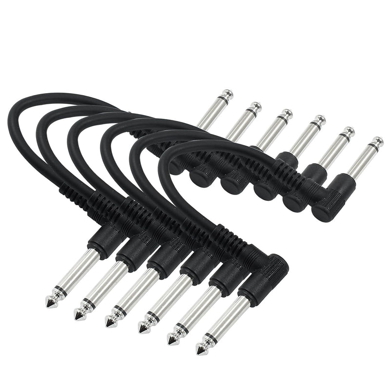 6PCS Patch Cables for Guitar OFC Pedal Board 1/4 Right Angle Wire Cord