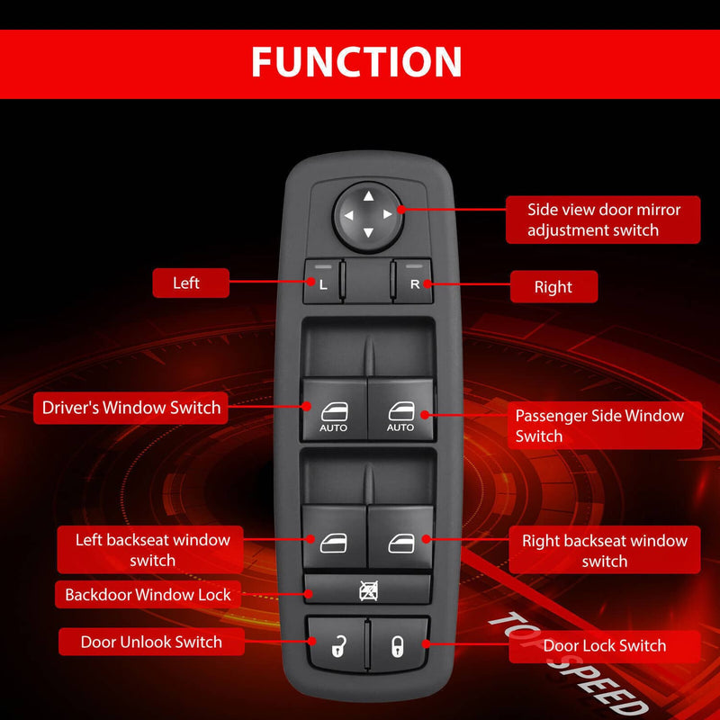 Front Driver Side Window Switch for Ram 1500 2500 56046823AE Black 2016-2018