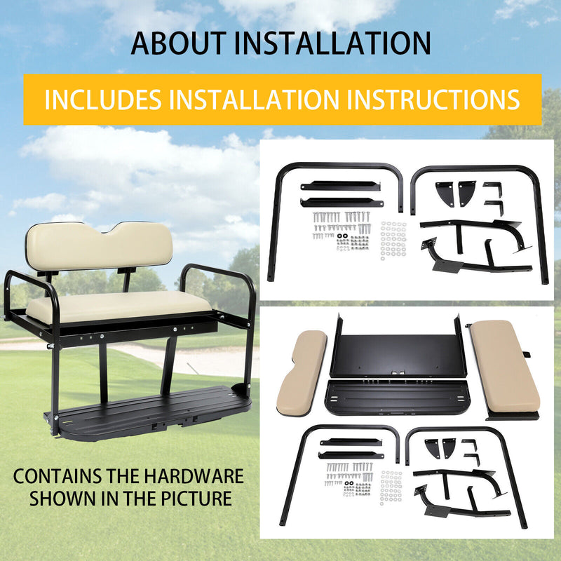 Tan Flip Folding Rear Back Seat Kit for EZGO Marathon Pre-1994 Golf Cart