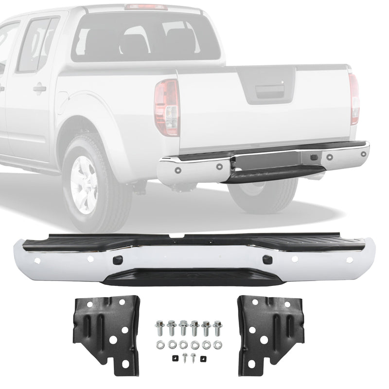 Chrome Rear Step Bumper Assembly with Sensor Hole for Nissan Frontier 2005-2021
