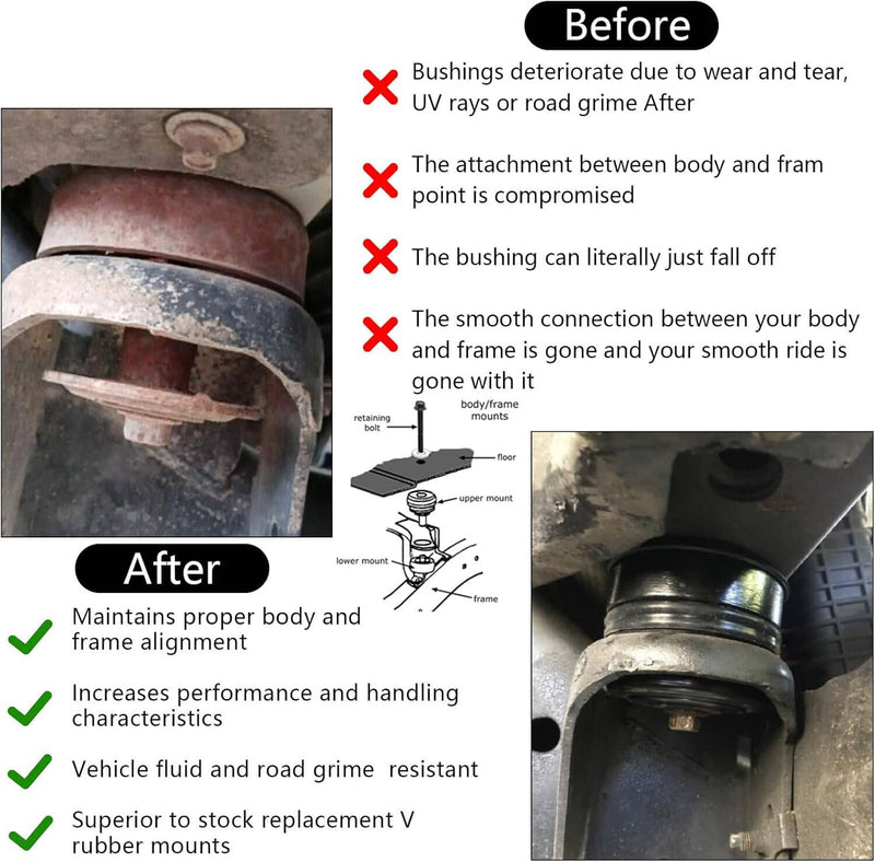 Body Mount Bushing Kit Silicone for Ford F250 F350 Super Duty Crew Cab