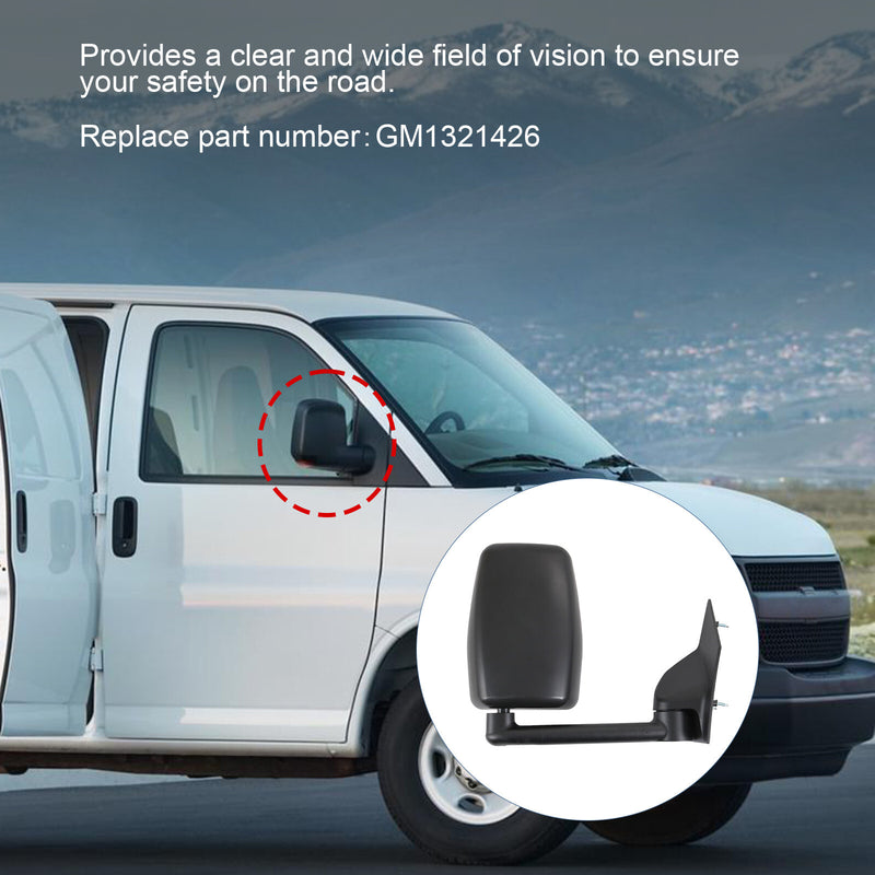 LH RH Pair Manual Tow Mirrors for Chevy Express Savana Van Smooth
