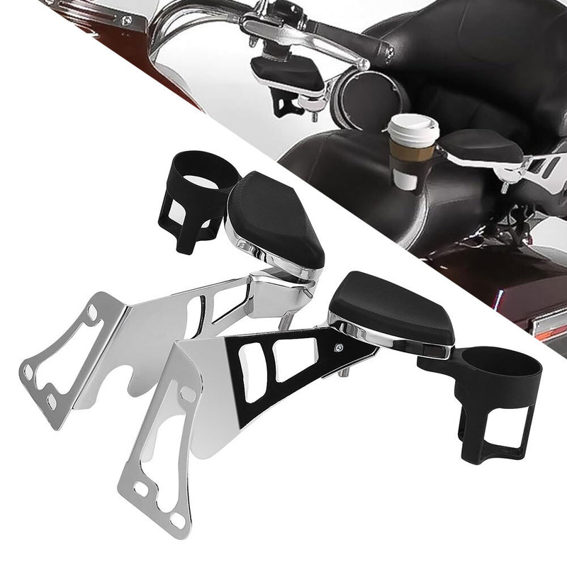 Tour Pak Touring Chrome Passenger Armrests Cup Holder Fit for Harley 1997-2013