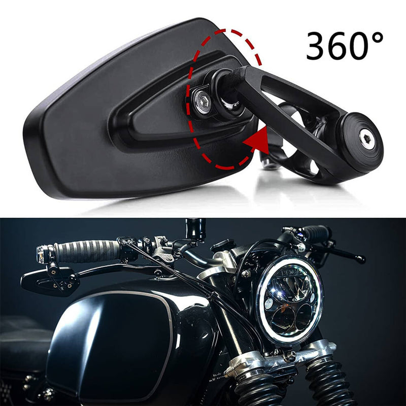 7/8" 22mm Motorcycle Handle Bar End Side Rearview Mirrors Pair