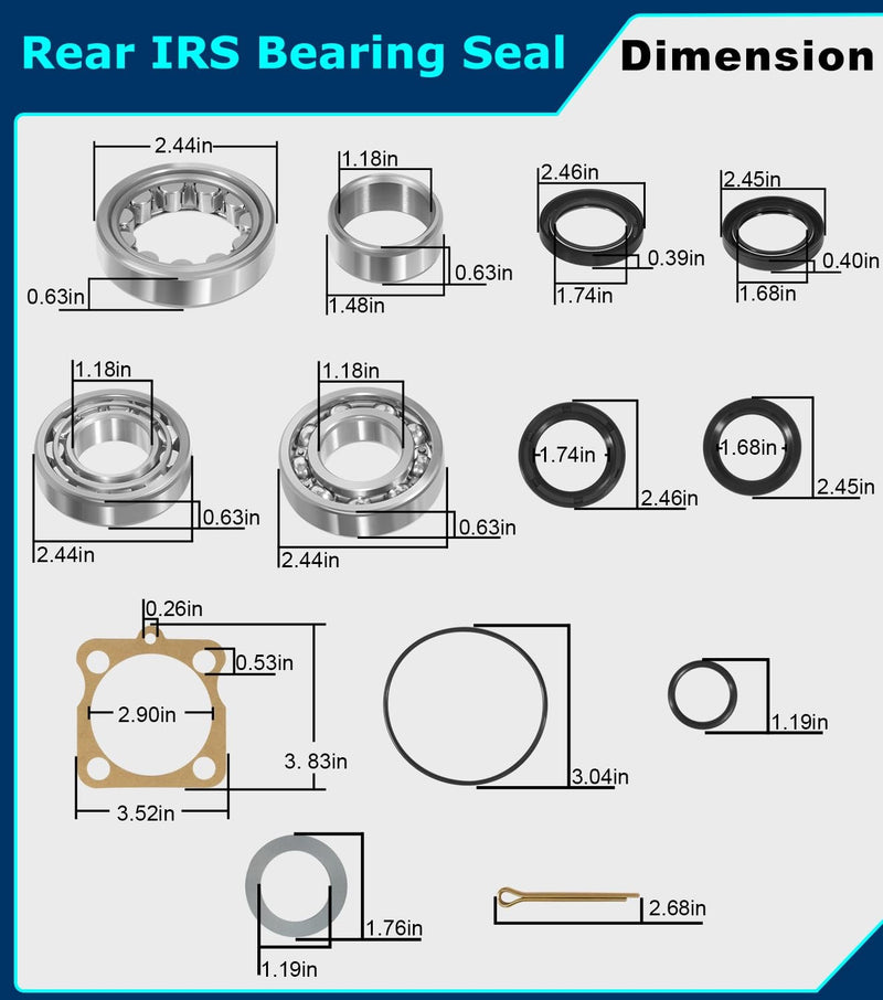 IRS Wheel Bearing Kit With Seals for Volkswagen VW Type 1 Bug Ghia 1968-1979