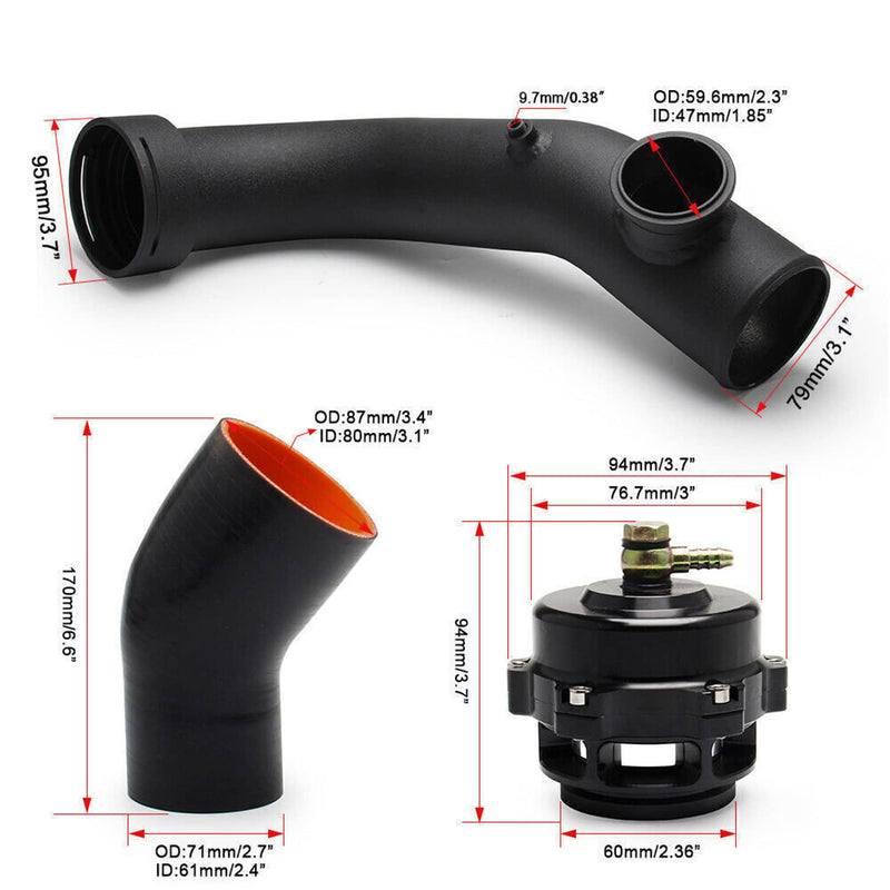 N54 Intake Turbo Charge Pipe Kit w/Tial 50mm BOV for BMW E88 E90 E92 135i 335i