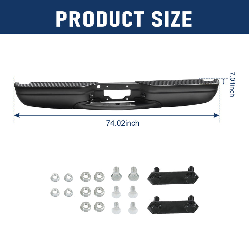 Black Rear Step Bumper Assembly for Ford F-150 97-04 F-250 97-99 Styleside