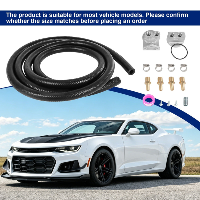 Universal Remote Oil Filter Kit Single Filter 3/4-16 Thread 10ft Hose