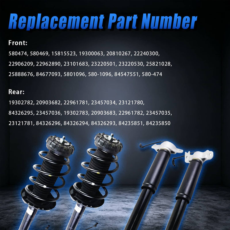 4Pcs Front Rear Shocks Strut Assys w/Electric for Cadillac XTS 2013-2019