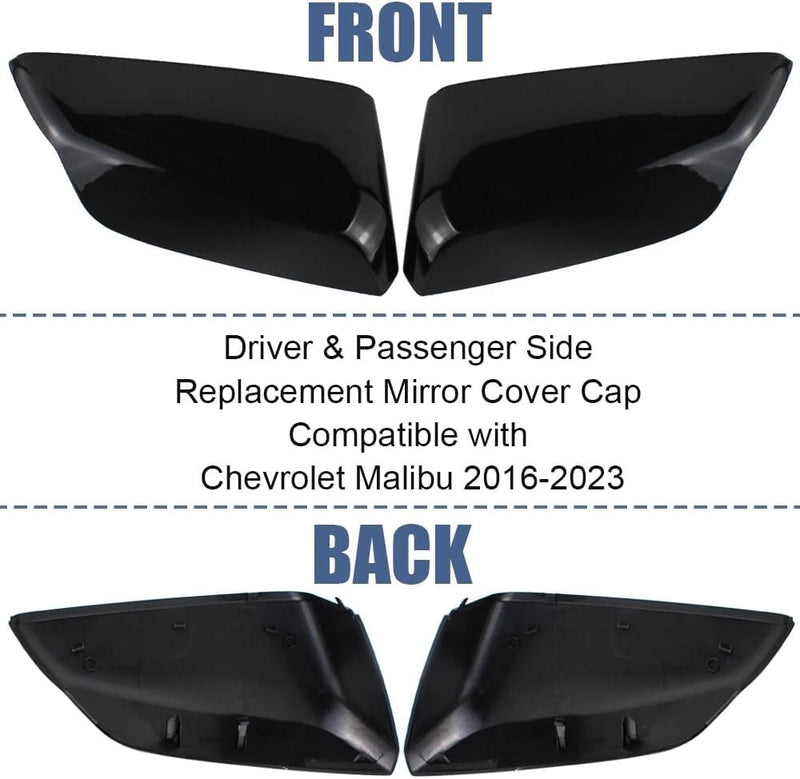 Driver Passenger Side Mirror Cover Cap Glossy for Chevrolet Malibu 2016-2020