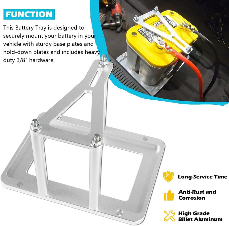 Billet Battery Tray Hold Down Trunk Relocation Box Aluminum Racing Mount 551181