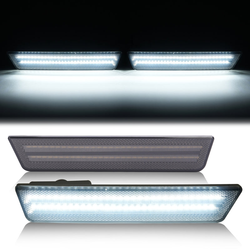 White/Smoke Rear Bumper LED Side Marker Lights for Dodge Charger 2011-2014 Pair