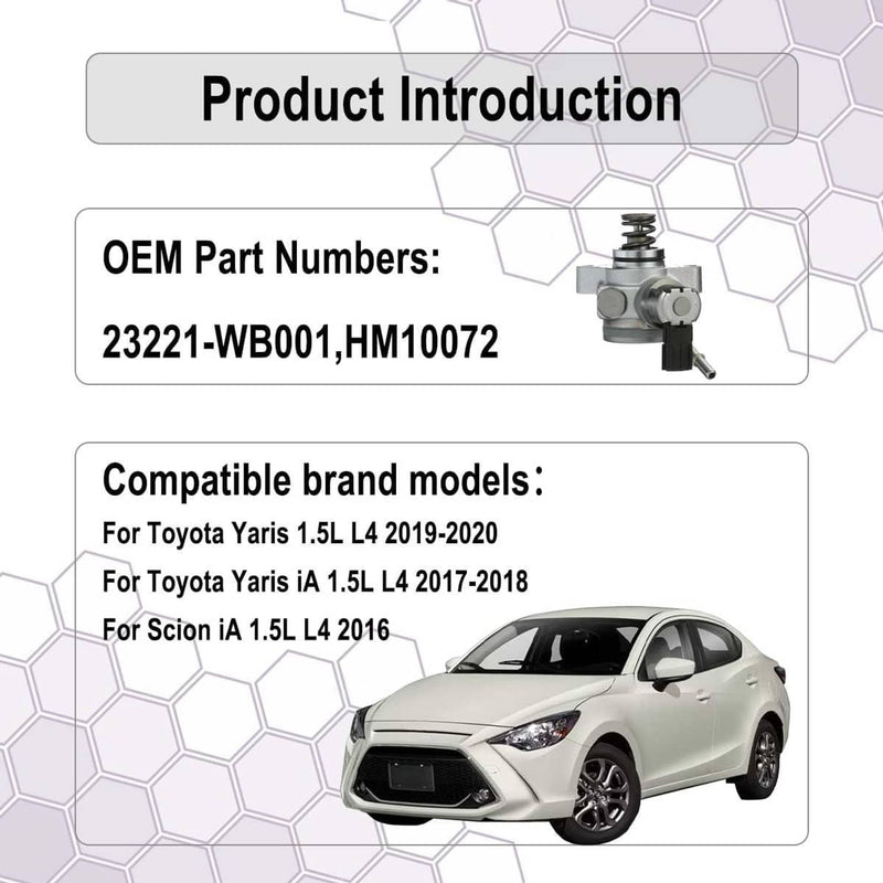 23221WB001 High Pressure Fuel Pump for Toyota Yaris Scion iA 1.5L 2016-2020