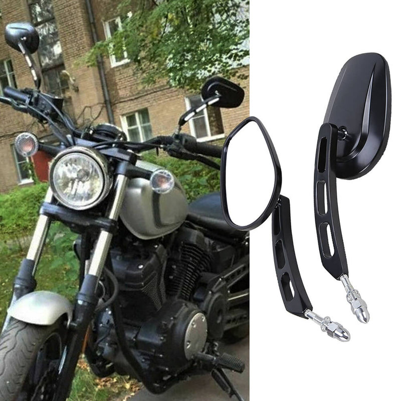 8mm Black Rear View Mirrors for Harley FLSTC FXDB Dyna FXDF Left and Right