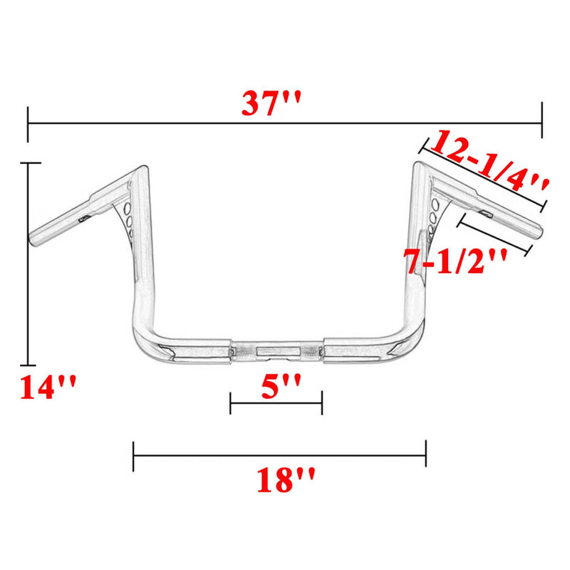 14" Monkey Bagger Meathook Handlebar for Harley Electra Street Glide US