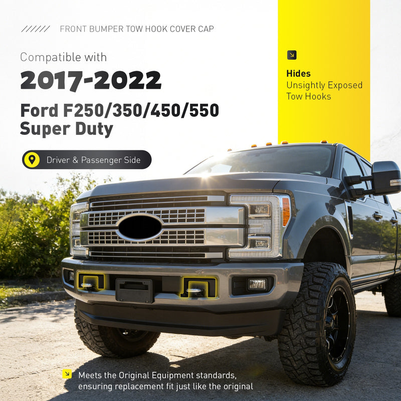 Tow Hook Cover Cap for Ford F250 F350 Super Duty XL XLT 17-22 Pair