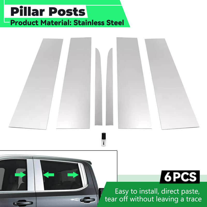 Stainless Steel Pillar Post Trim for Chevy Silverado Sierra for GMC 2019-2025