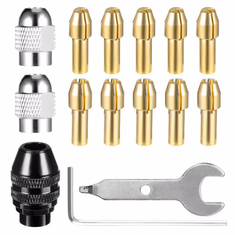 15PCS Drill Chuck Collet Set 0.8 3.2mm Shank Replacement for Dremel Rotary Tool