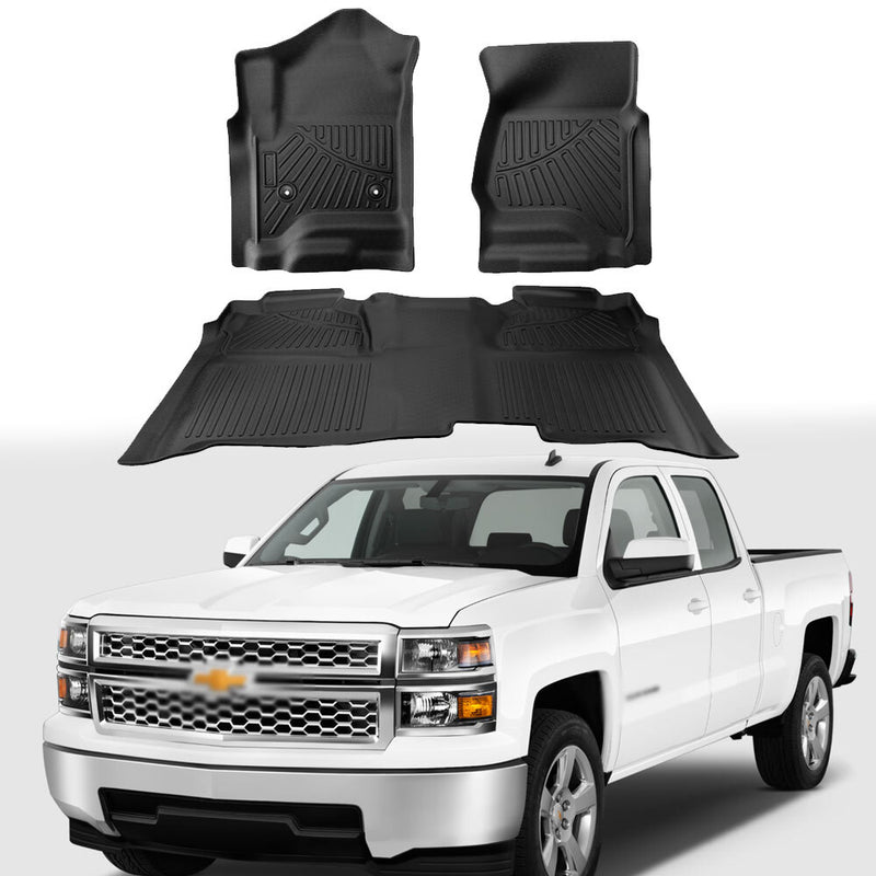 Car Floor Mats Liner for Chevy Silverado Sierra 2500HD 3500HD Crew Cab 2015-2019
