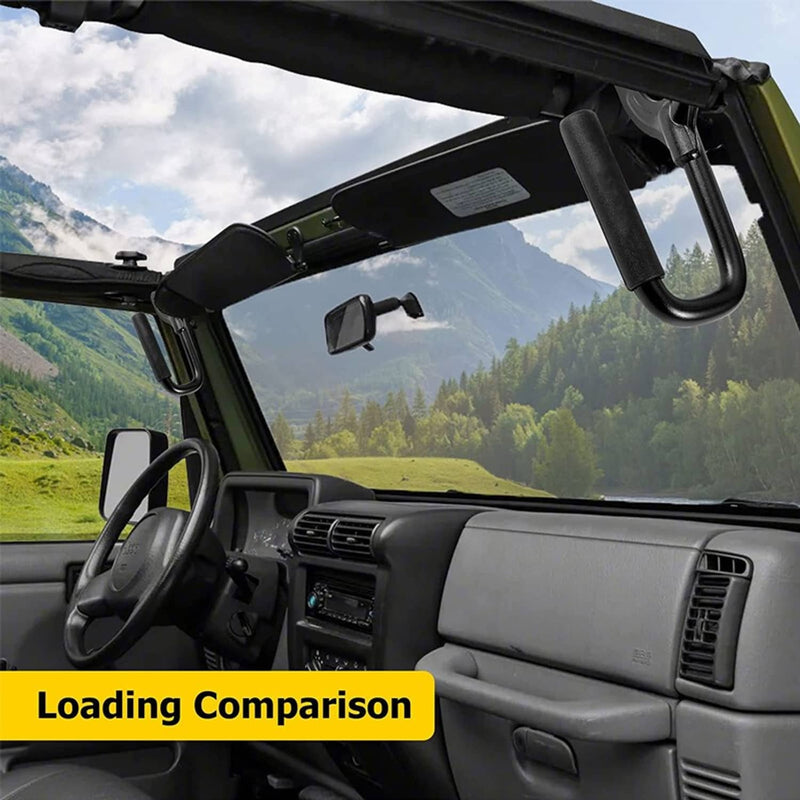 Pair Black Steel Front Grab Handles for Jeep Wrangler TJ Unlimited 1997-2006
