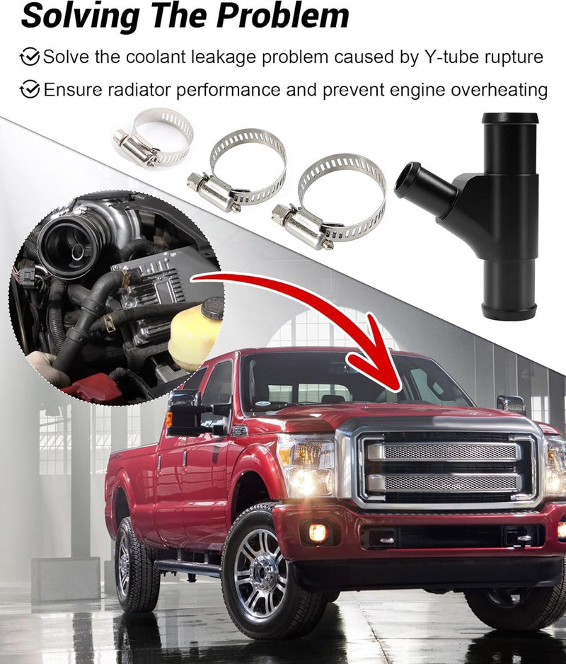 Weldless Radiator Coolant Y Pipe with Clamps for Ford F250 F550 Super Duty 6.0L