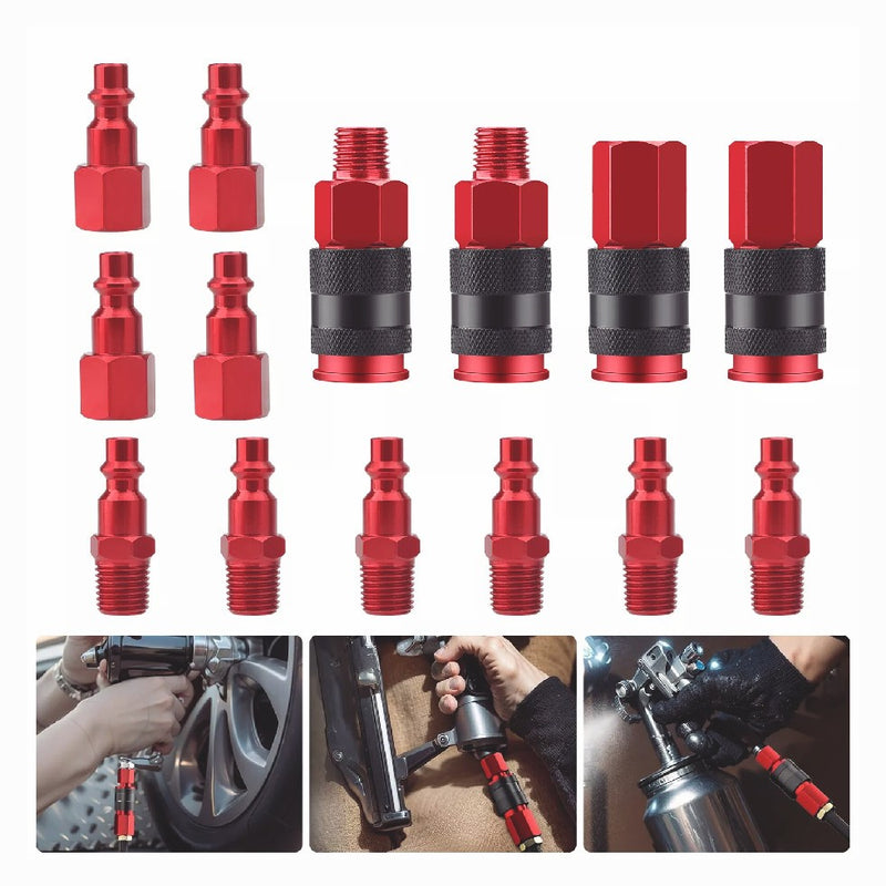 1/4 NPT Air Hose Fittings and Air Coupler Kit Aluminium Quick Connect Air Plug