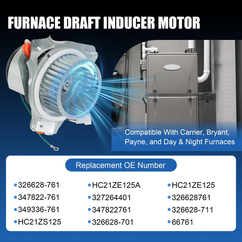 HC21ZE125A Furnace Draft Inducer Motor for Carrier Bryant Payne 326628761