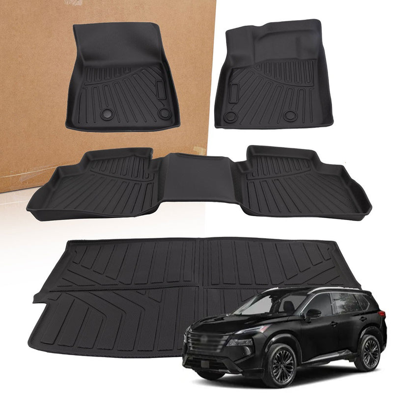 Floor Mats Trunk Cargo Liner for Nissan Rogue 2021-2026 TPE All Weather Set