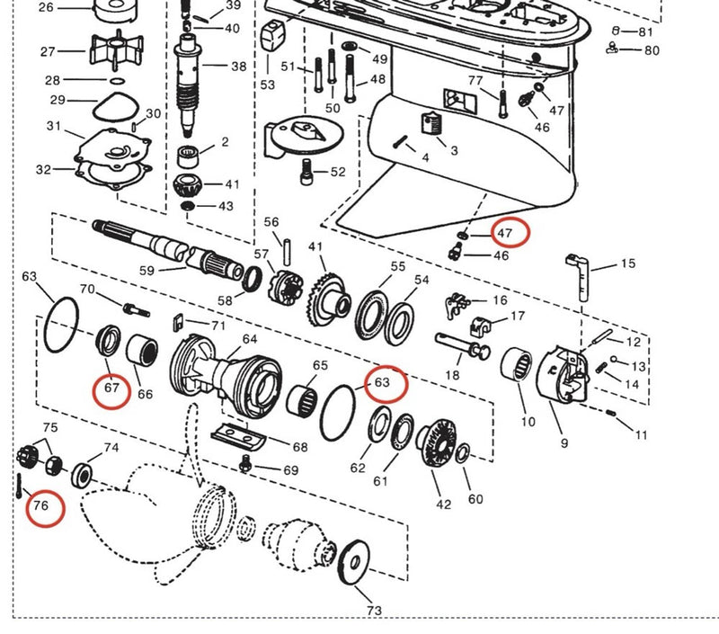 DURAFORCE 341281 305123 Lower Gearcase Seal O-Ring for Evinrude Johnson V4 V6 1979-2006