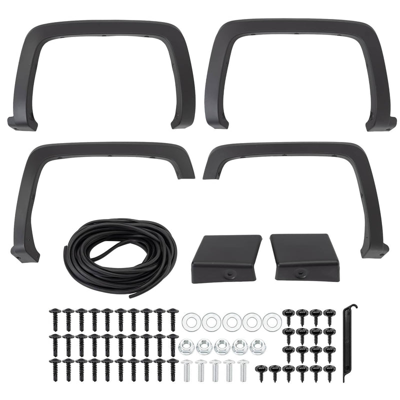 Fender Flares 4Pcs for Chevrolet Silverado 1500 2014-2018 Black Front Rear