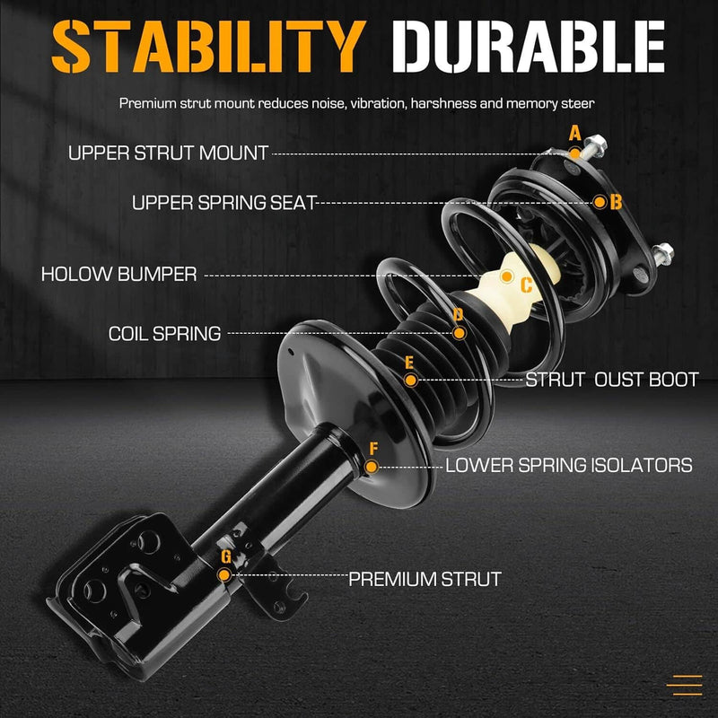 DURAFORCE Front Rear Struts for Toyota Corolla 1.8L 2009-2013 OE 572597 572598 4Pcs