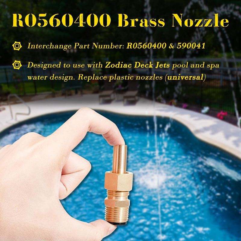 R0560400 Brass Deck Jet Nozzle Replacement for Swimming Pool Spa 4 Pack 590041