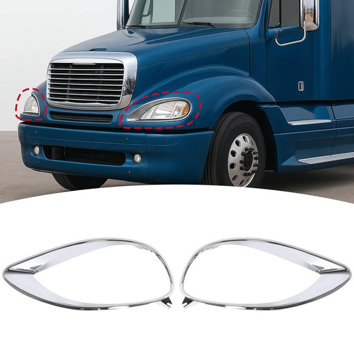 DURAFORCE Chrome Headlight Bezel Trim Left & Right for Freightliner Columbia 2001-2017
