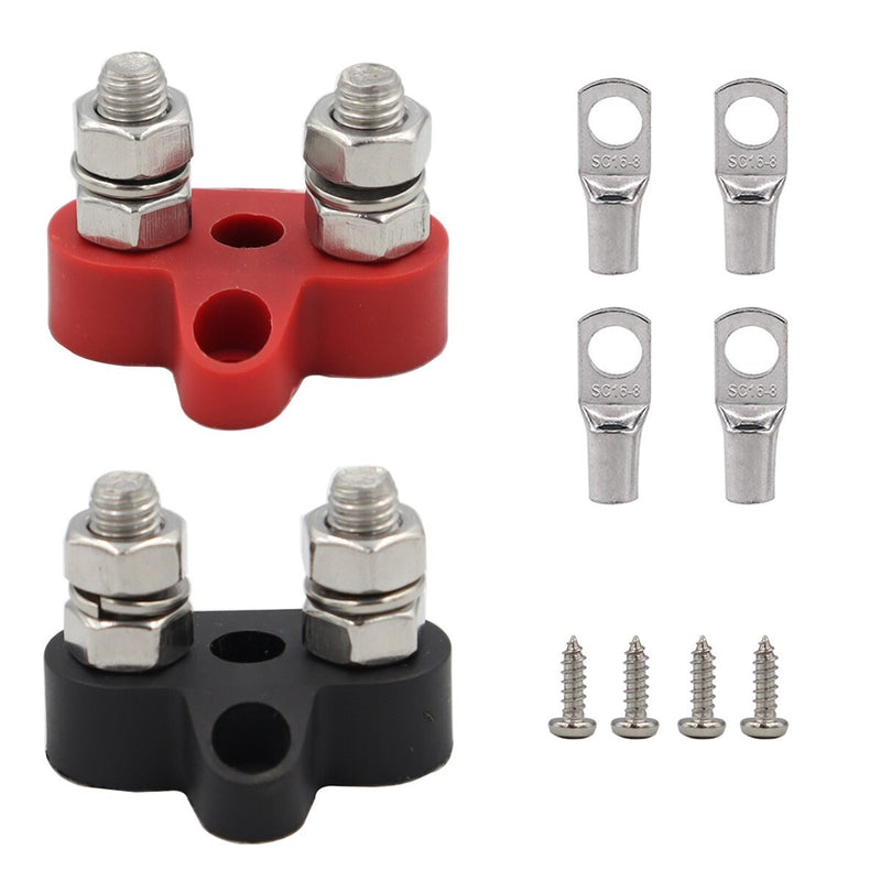 M8 Dual Stud Battery Power Distribution Terminal Block Positive Negative Busbar