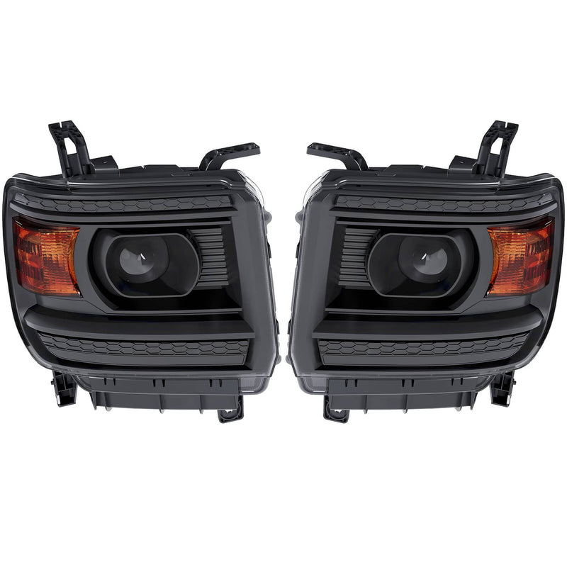 DURAFORCE Projector Headlights for GMC Sierra 1500 2500HD 3500HD 2014-2015 Pair