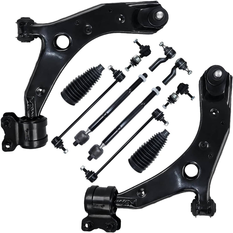 12Pcs Front Lower Control Arm Ball Joint Tie Rods Sway Bars for Mazda 3 Mazda 5